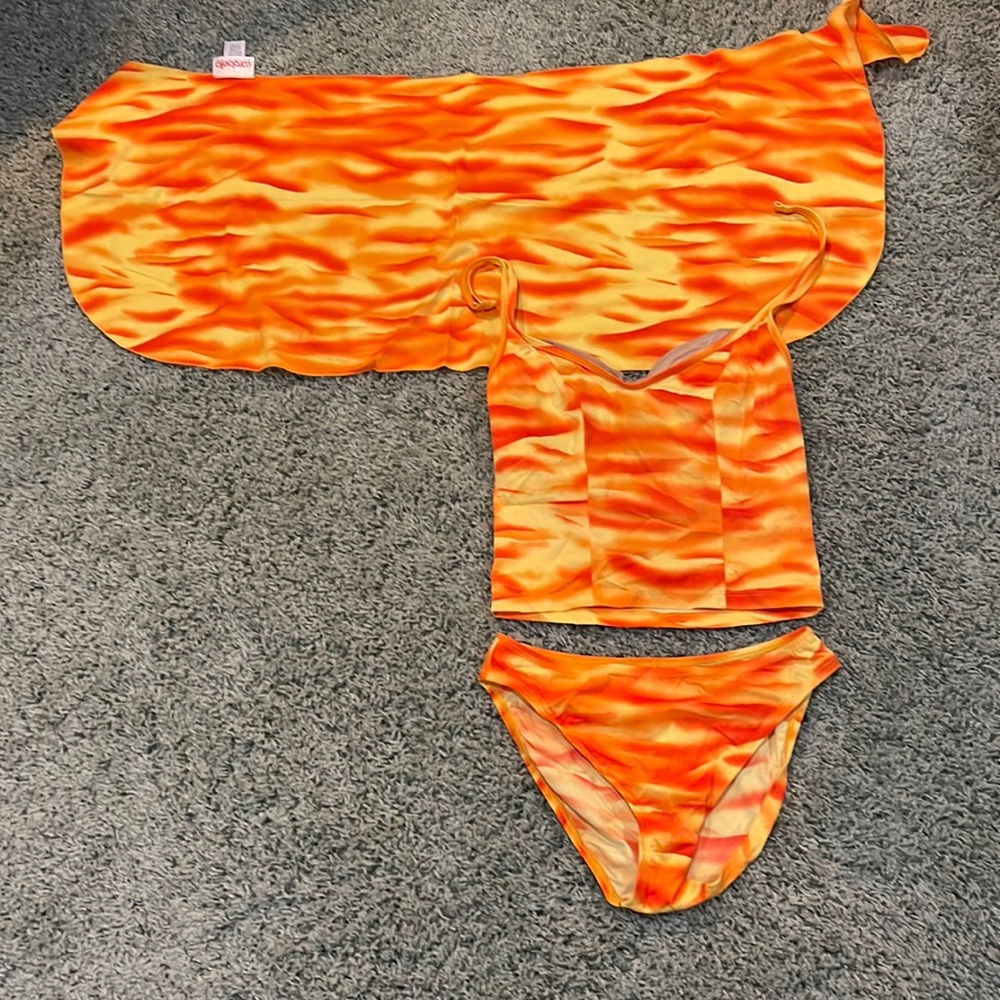 Carabella tankini and matching sarong, marigold colors